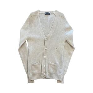 Take 6 Vintage Women's Pure Shetland Wool‎ V Neck Cardigan Cream M